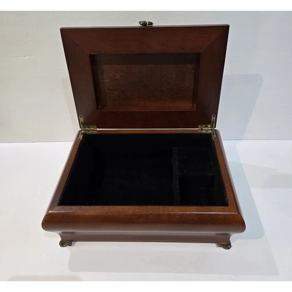 1998 Bombay Company Music Jewelry Box Cherry Wood Chest WONDERFUL WORLD Song